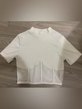 Nasty Gal White Ribbed Mock Neck Top el